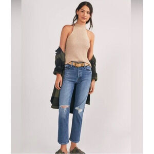 Mother Superior The TomCat Seriously Truce Distressed Straight Jeans Button Fly